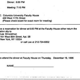 Announcements, 1996-12-19. ...