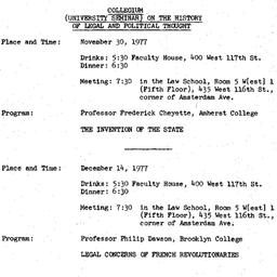 Announcements, 1977-11-30. ...