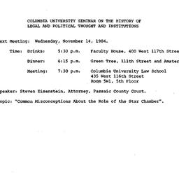 Announcements, 1984-11-14. ...