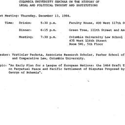 Announcements, 1984-12-13. ...
