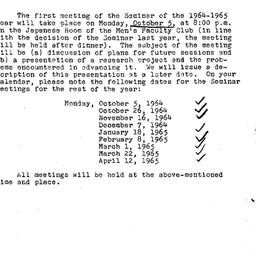 Announcements, 1964-10-05. ...