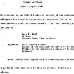 Announcements, 1982-06-03. ...