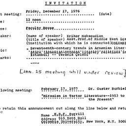 Announcements, 1976-12-17. ...