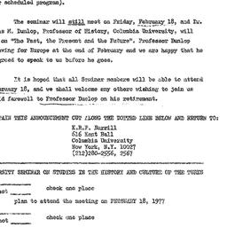 Announcements, 1977-03-11. ...