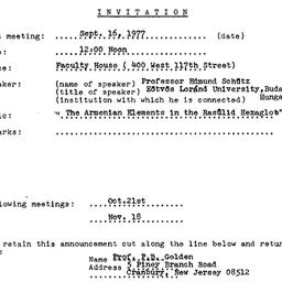 Announcements, 1977-09-16. ...
