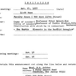 Announcements, 1977-10-21. ...