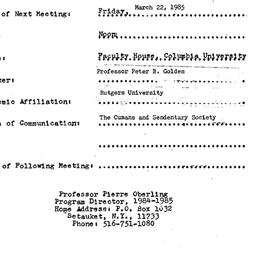Announcements, 1985-03-22. ...
