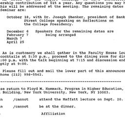 Announcements, 1989-09-20. ...