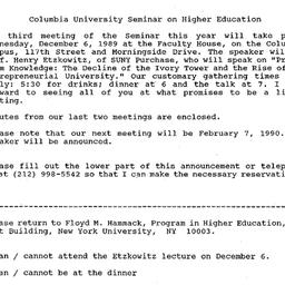 Announcements, 1989-12-06. ...