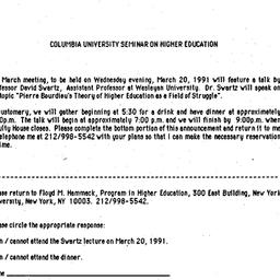 Announcements, 1991-03-20. ...