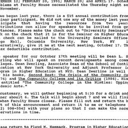 Announcements, 1990-10-17. ...