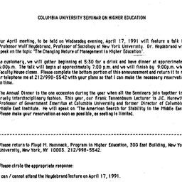 Announcements, 1991-04-17. ...