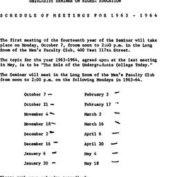 Announcements, 1963-10-07. ...