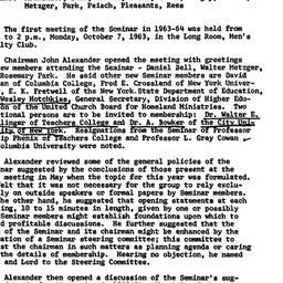 Minutes, 1963-10-07. Higher...