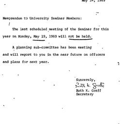 Announcements, 1969-05-14. ...
