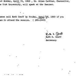 Announcements, 1969-04-15. ...
