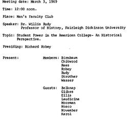 Minutes, 1969-03-03. Higher...