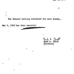 Announcements, 1969-05-01. ...