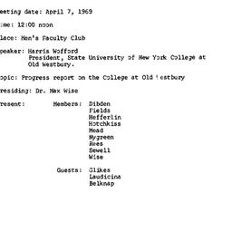 Minutes, 1969-04-07. Higher...