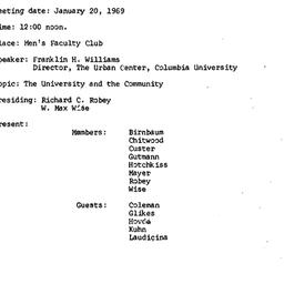 Minutes, 1969-01-20. Higher...