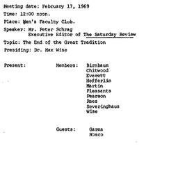 Minutes, 1969-02-17. Higher...