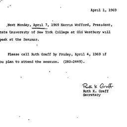 Announcements, 1969-04-01. ...