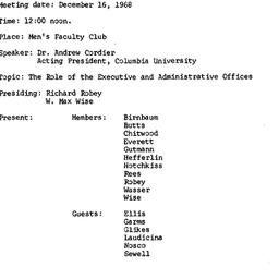 Minutes, 1968-12-16. Higher...