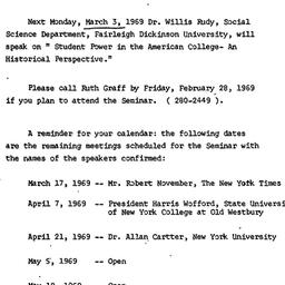 Announcements, 1969-02-24. ...