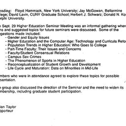 Minutes, 1993-09-29. Higher...