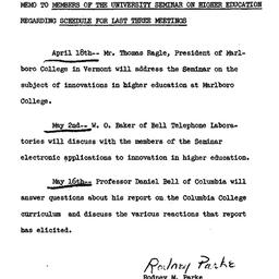 Announcements, 1966-04-16. ...