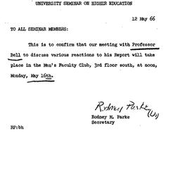 Announcements, 1966-05-12. ...