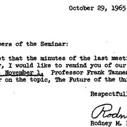Announcements, 1965-10-29. ...