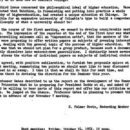 Minutes, 1952-10-10. Higher...
