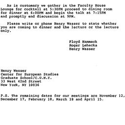 Announcements, 1986-10-15. ...