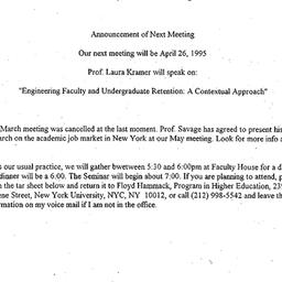 Announcements, 1995-04-26. ...