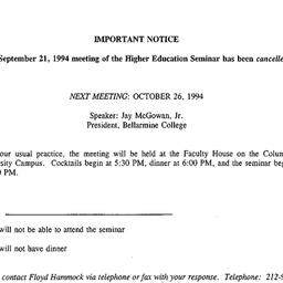 Announcements, 1994-10-26. ...