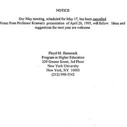 Announcements, 1995-05-17. ...