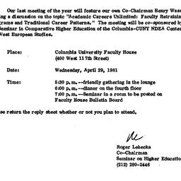 Announcements, 1981-03-23. ...