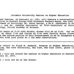 Announcements, 1993-02-10. ...
