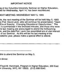 Announcements, 1993-05-05. ...