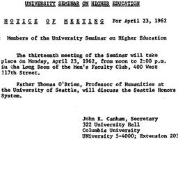 Minutes, 1962-04-23. Higher...