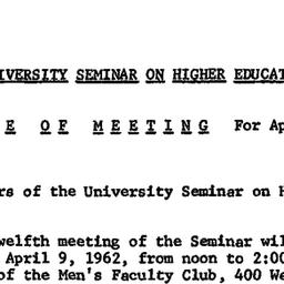 Minutes, 1962-04-09. Higher...