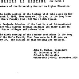 Minutes, 1962-03-05. Higher...