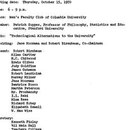 Minutes, 1970-10-15. Higher...