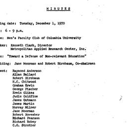 Minutes, 1970-12-01. Higher...