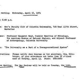 Announcements, 1971-04-14. ...