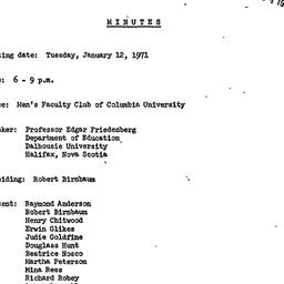 Minutes, 1971-01-12. Higher...