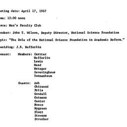 Minutes, 1967-04-17. Higher...