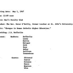 Minutes, 1967-05-01. Higher...