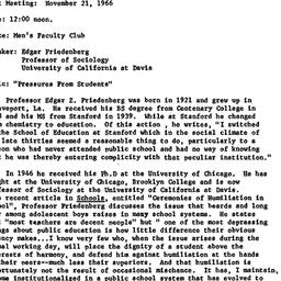 Announcements, 1966-11-21. ...